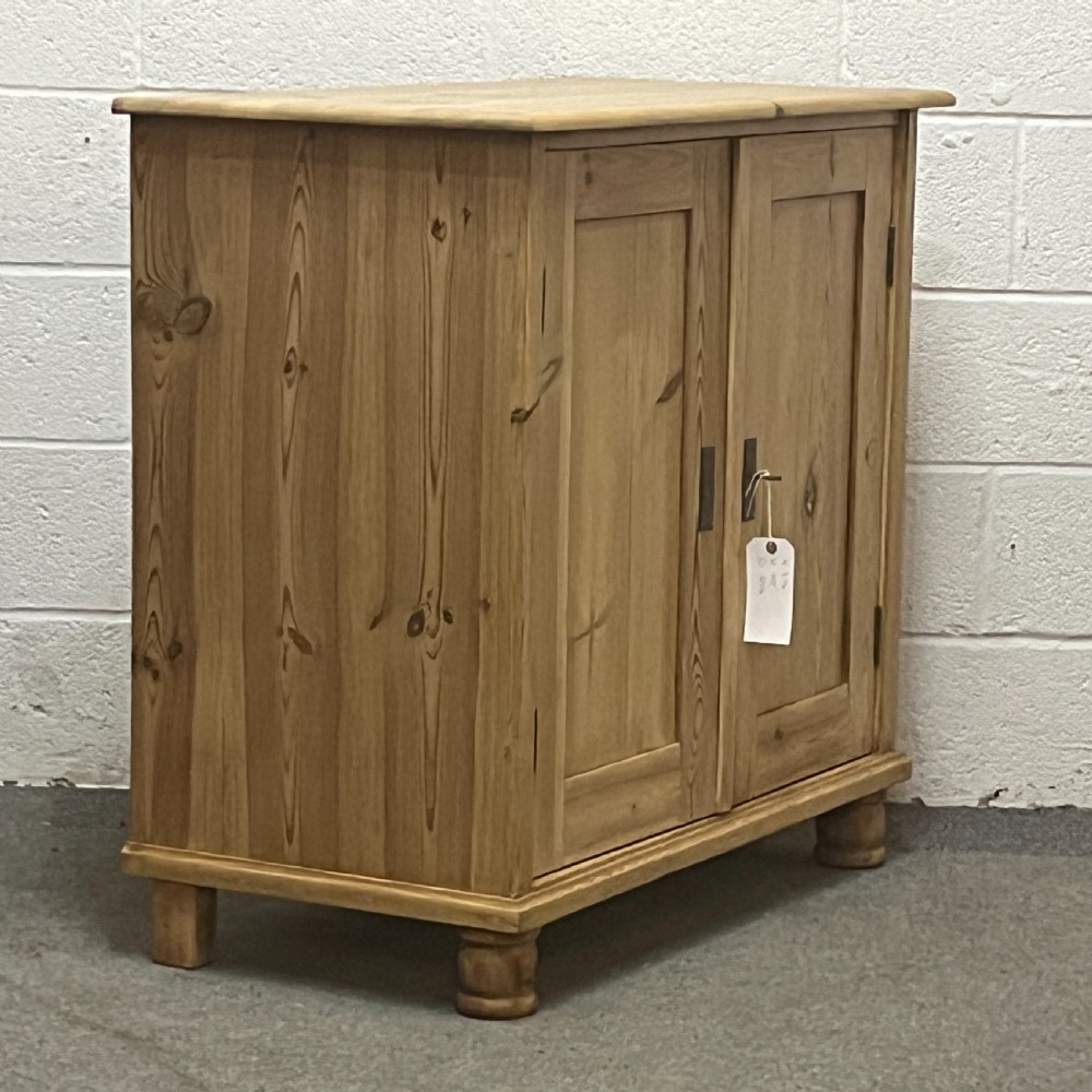 Small Waxed Antique Pine Cupboard With 2 Internal Drawers View III