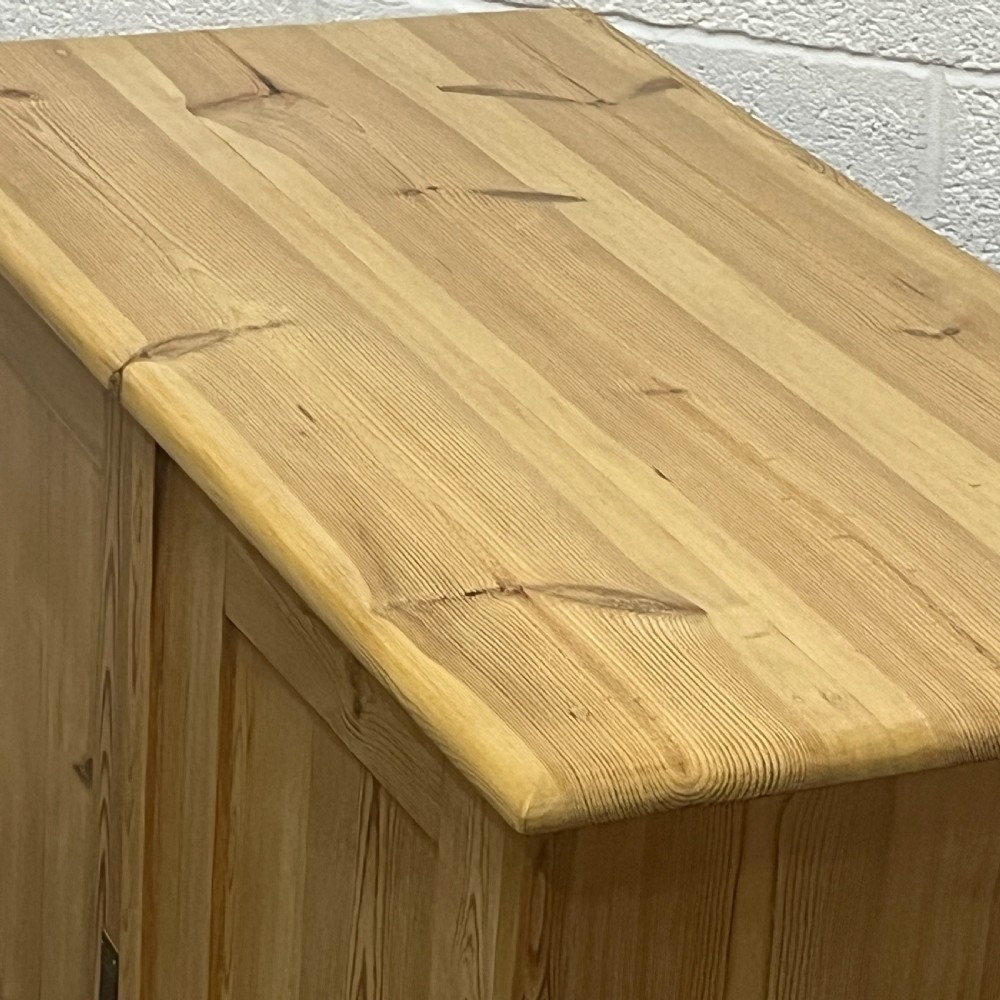 Small Waxed Antique Pine Cupboard With 2 Internal Drawers View IV