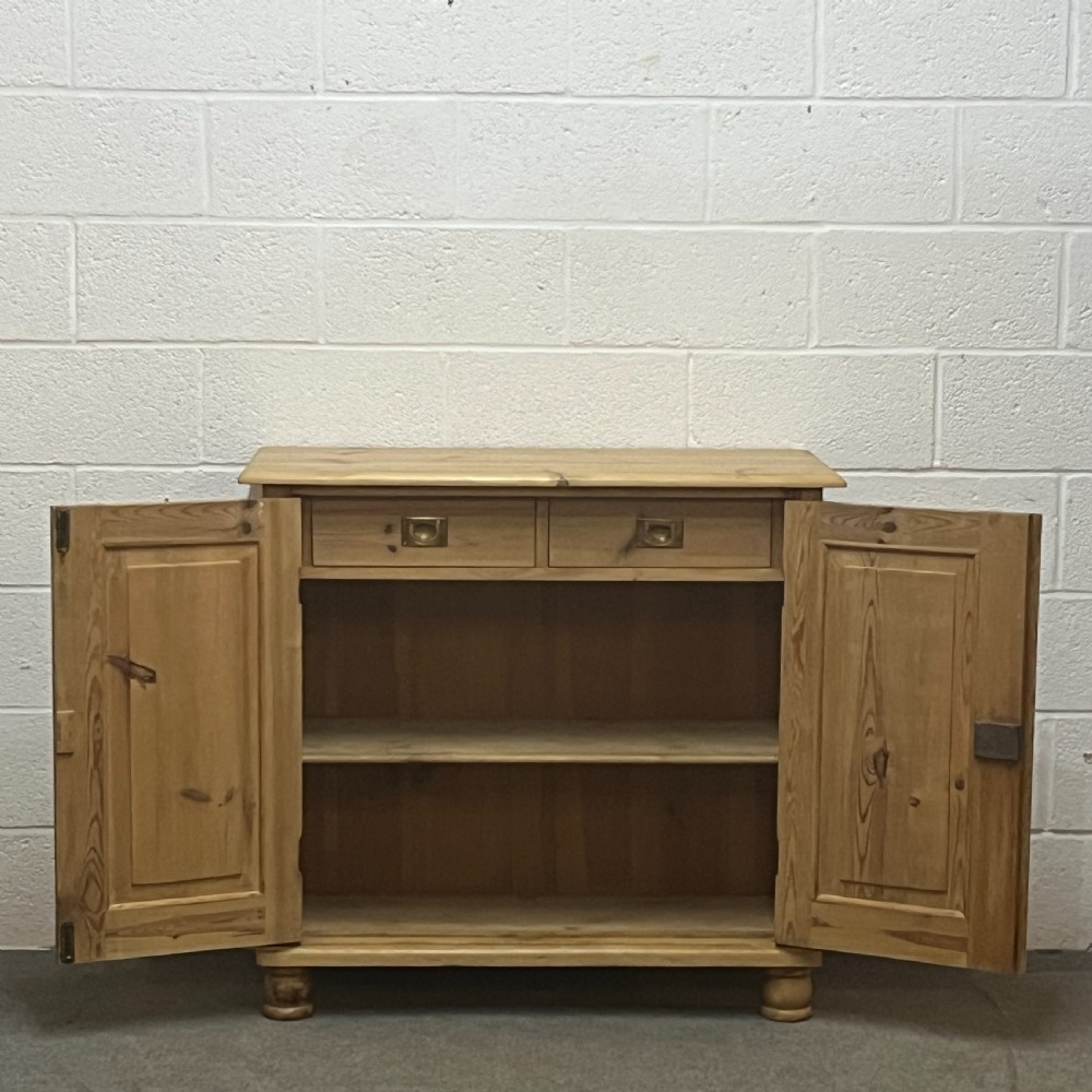 Small Waxed Antique Pine Cupboard With 2 Internal Drawers View VI