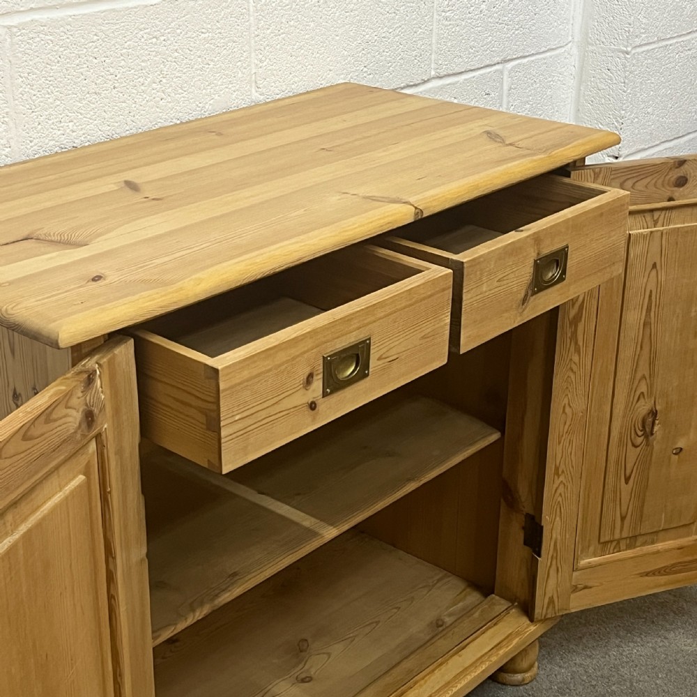 Small Waxed Antique Pine Cupboard With 2 Internal Drawers View VII