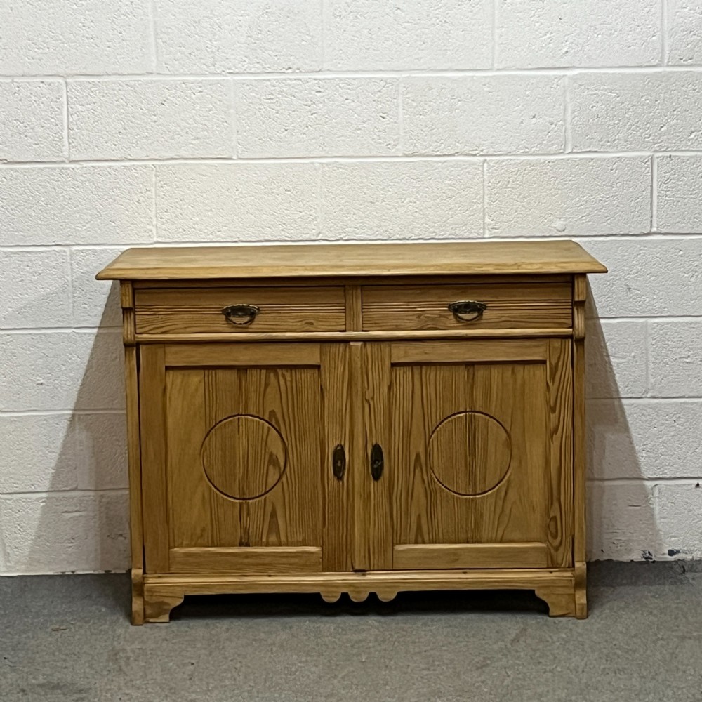 Large East German 1920's Pine Dresser Base Cupboard