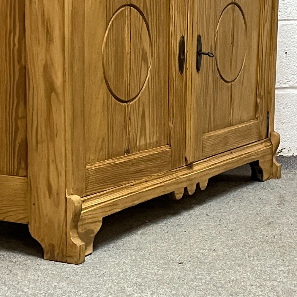 Large East German 1920's Pine Dresser Base Cupboard View V