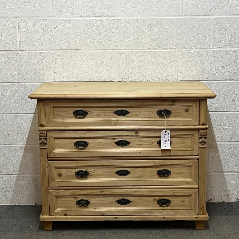 Czech 4 Drawer Antique Pine Chest Of Drawers