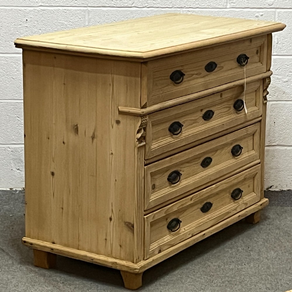 Czech 4 Drawer Antique Pine Chest Of Drawers View II