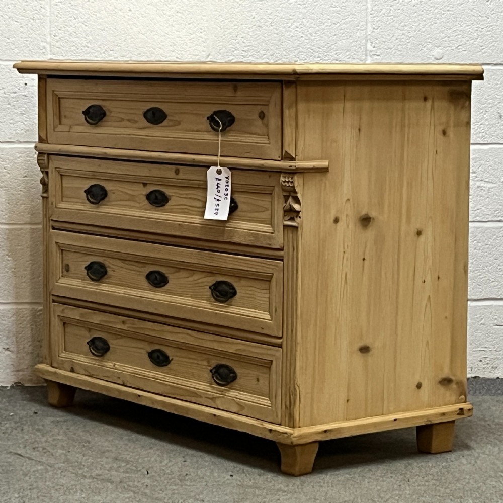 Czech 4 Drawer Antique Pine Chest Of Drawers View III