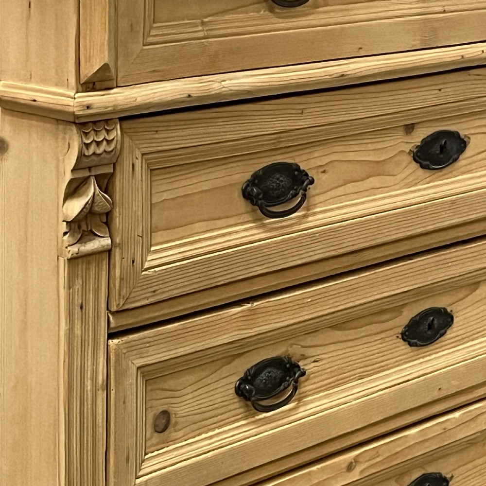 Czech 4 Drawer Antique Pine Chest Of Drawers View V