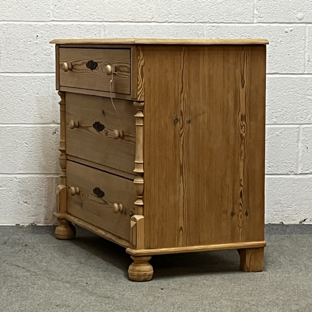 Antique Pine 3 Drawer Chest Of Drawers View III