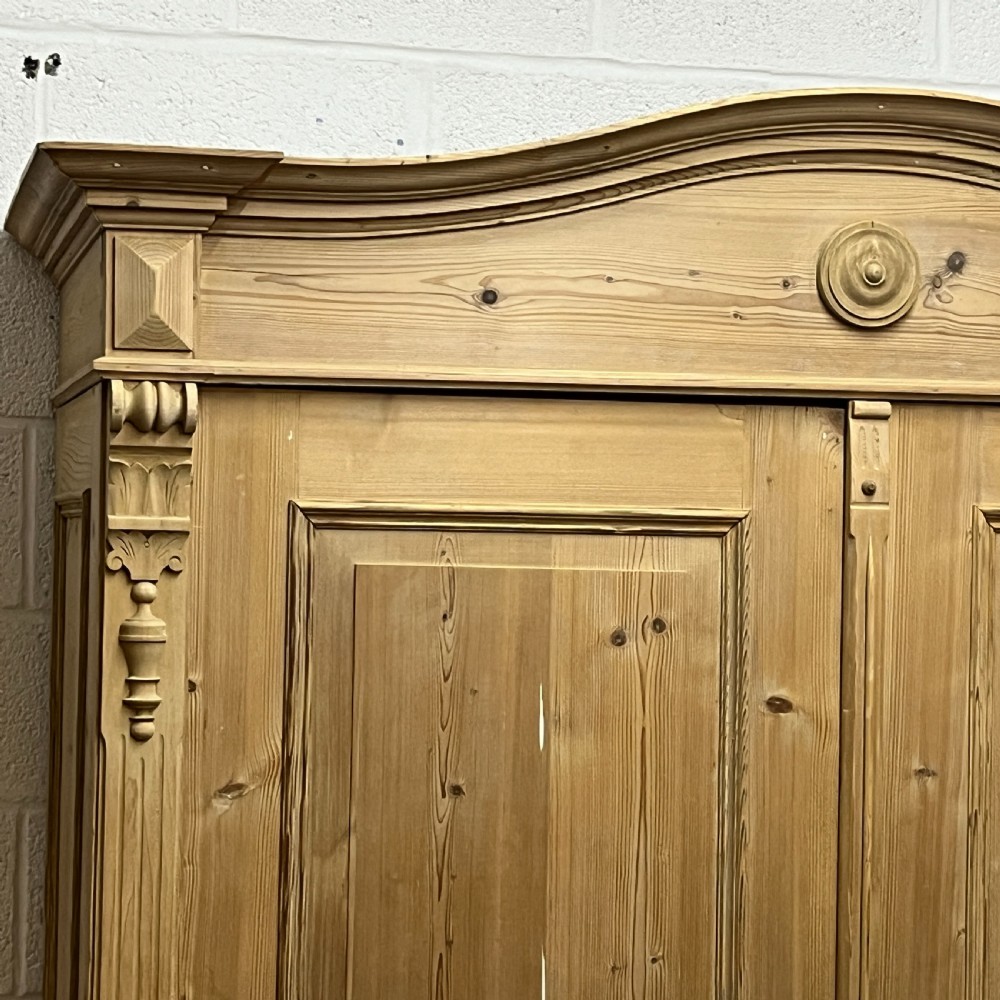 Large Arched Top Antique Pine Wardrobe (Dismantles) View V