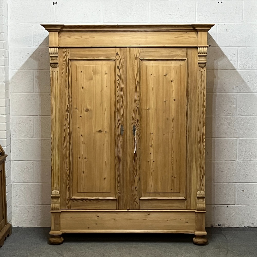 German Antique Pine Double Wardrobe (Dismantles)