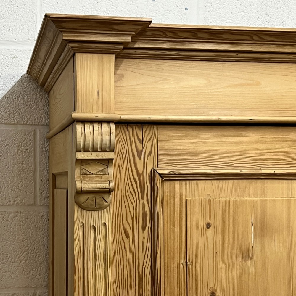 German Antique Pine Double Wardrobe (Dismantles) View VII