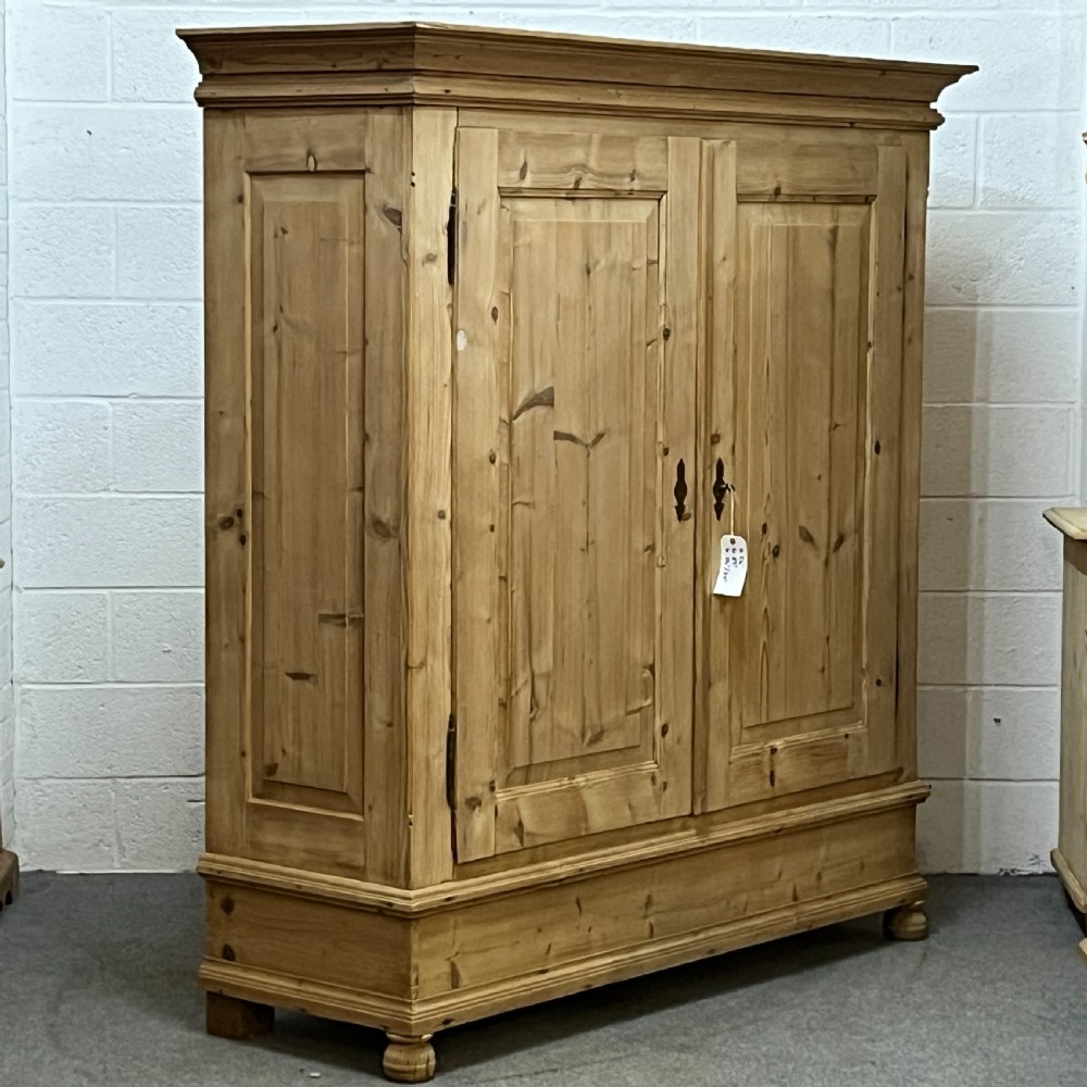 Large Antique Pine Double Wardrobe (Dismantles) View III