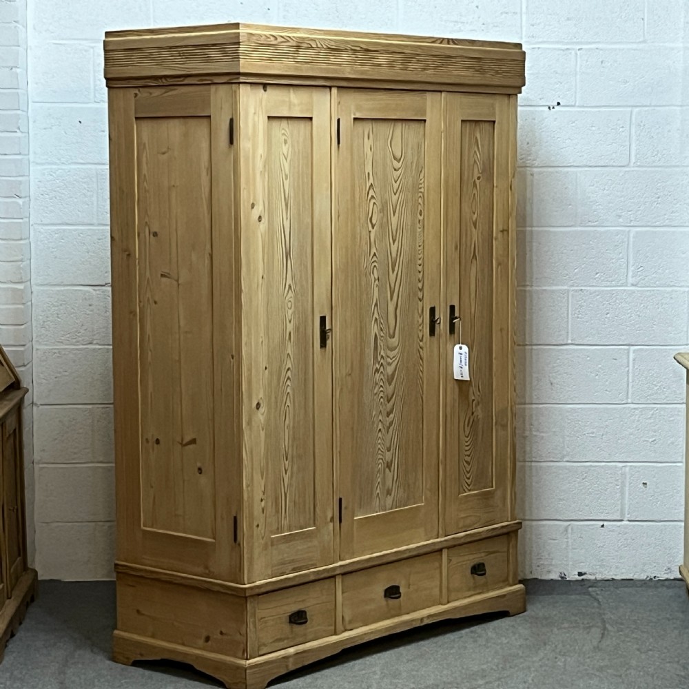 1930 German Pine Triple Wardrobe (Dismantles) View II