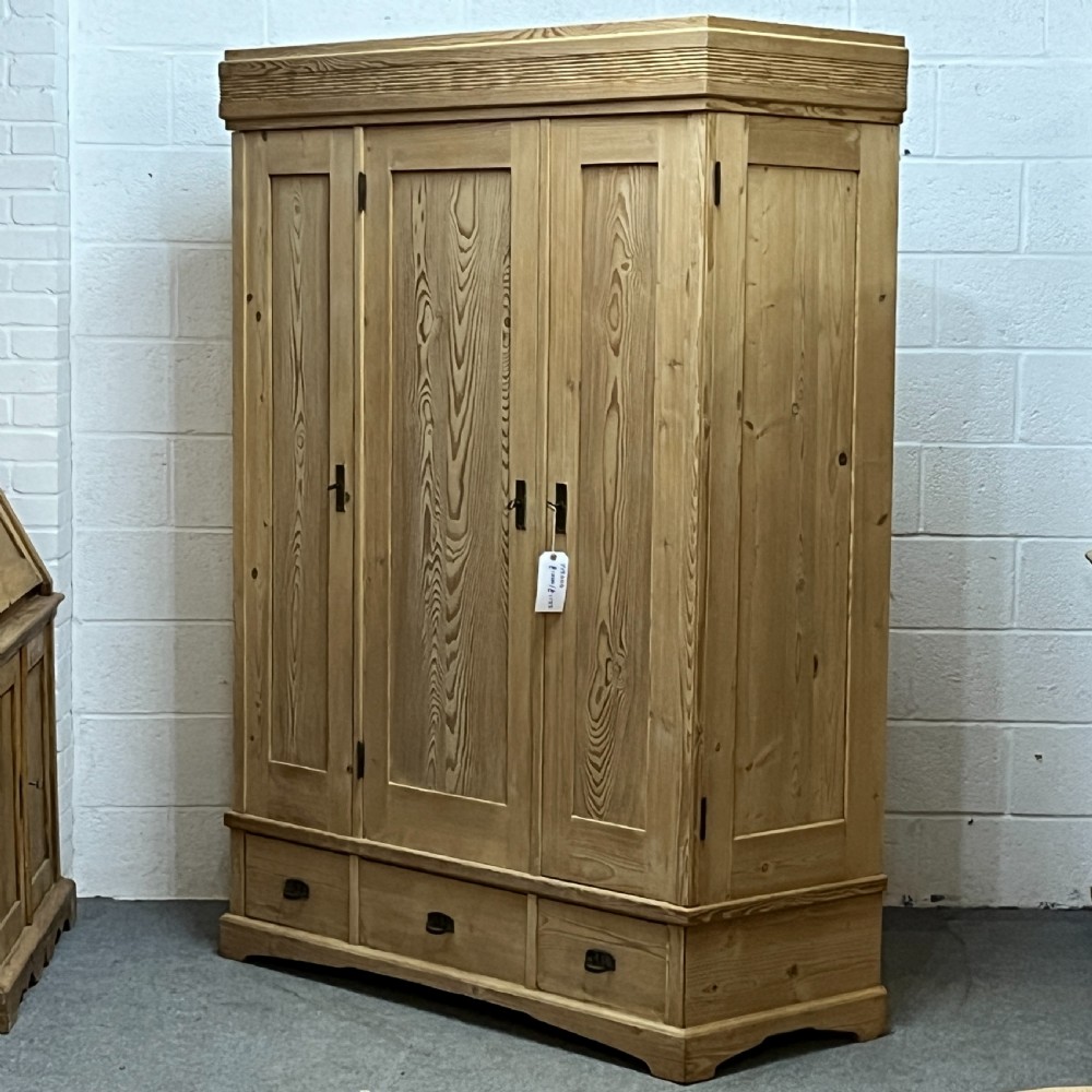 1930 German Pine Triple Wardrobe (Dismantles) View III