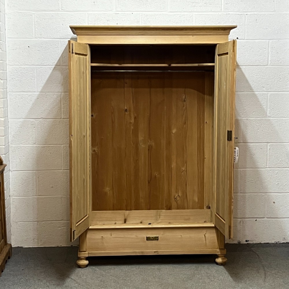 Small Double Antique Pine Wardrobe (Dismantles) View II