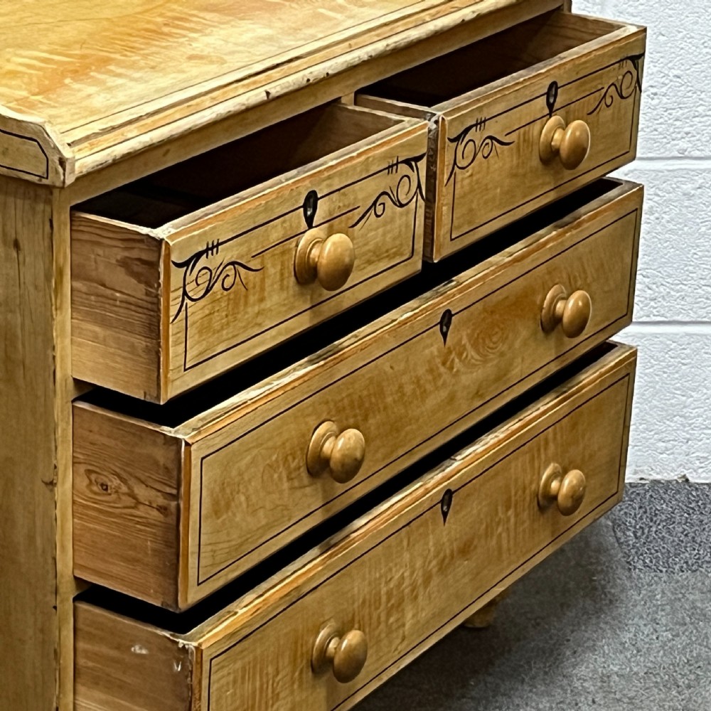 Beautiful Victorian Pine Chest Of Drawers In Original Paint finish View IV