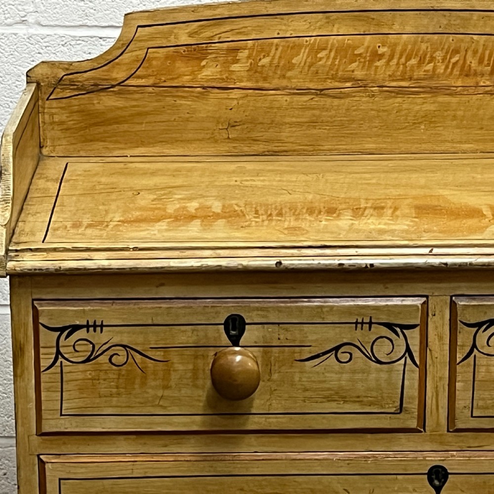 Beautiful Victorian Pine Chest Of Drawers In Original Paint finish View V
