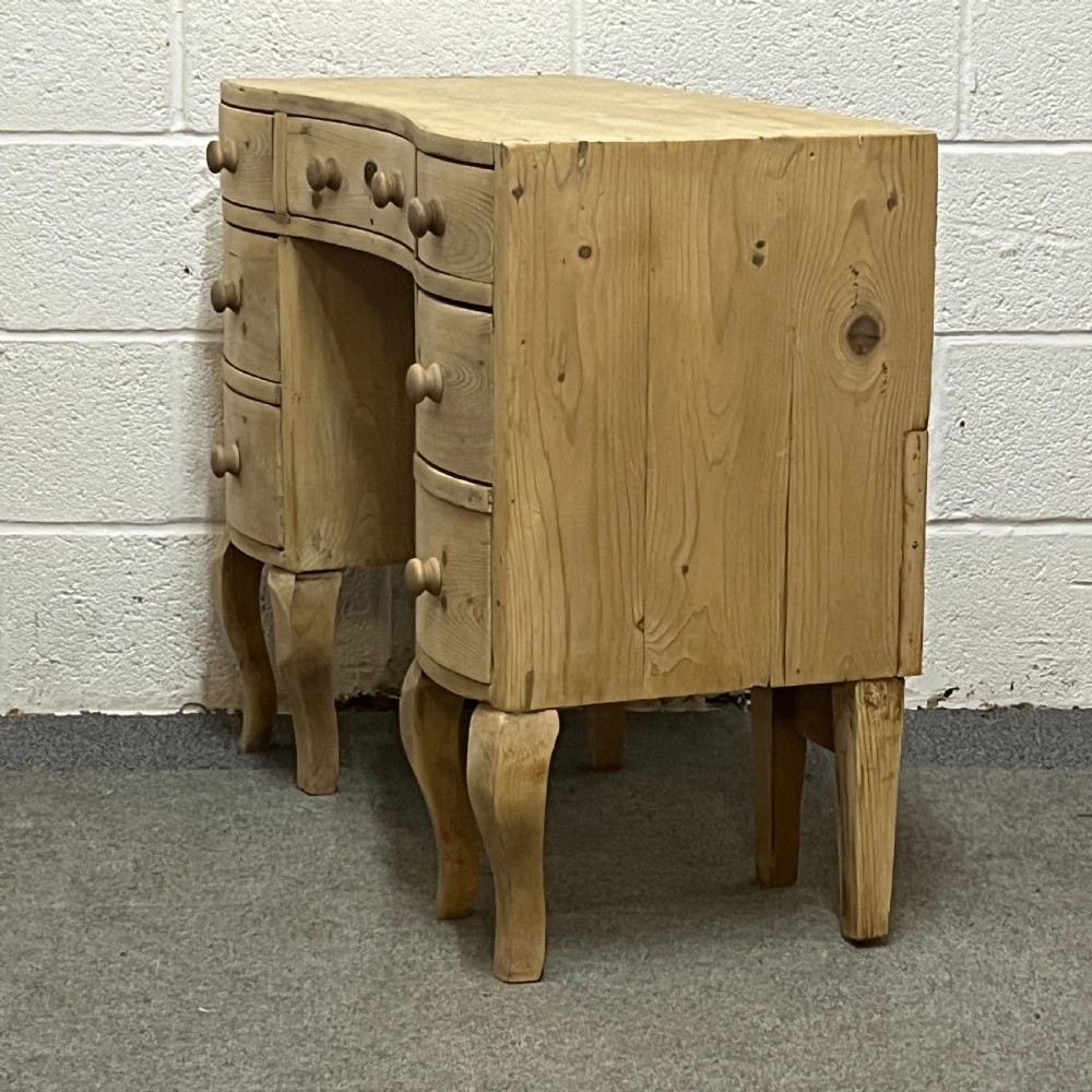 Old English Pine Serpentine Desk With Drawers View III