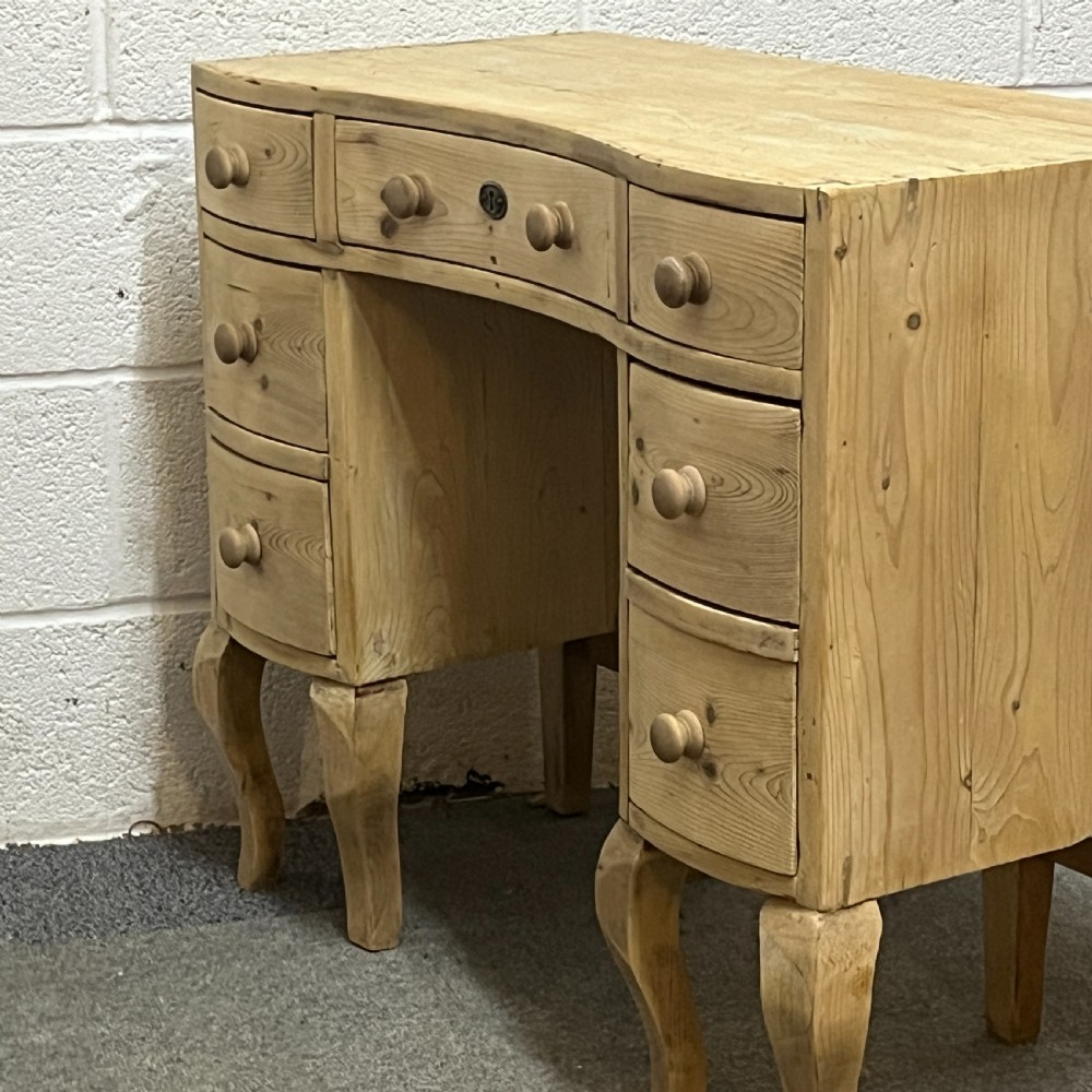 Old English Pine Serpentine Desk With Drawers View VII