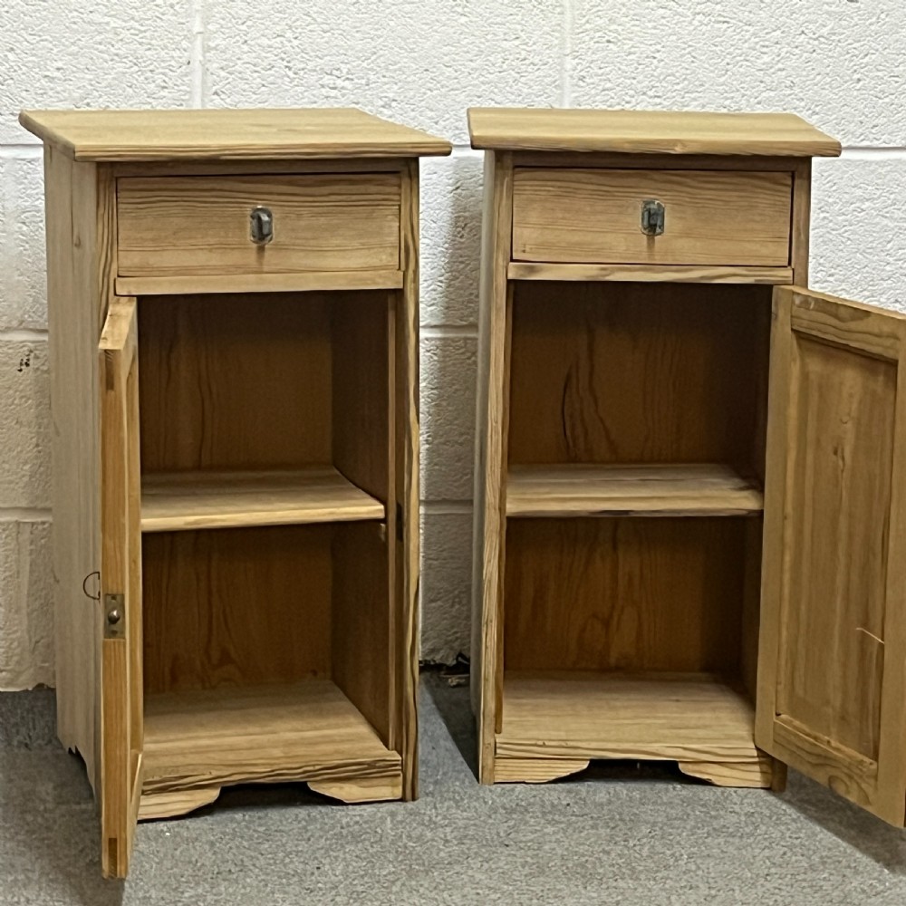 Pair of antique pine bedside cupboards View III
