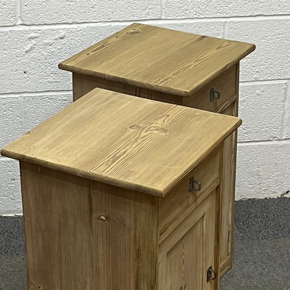 Pair of antique pine bedside cupboards View V