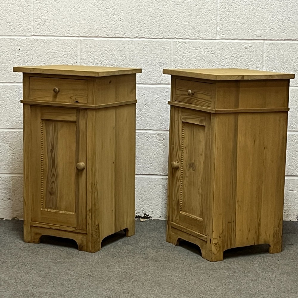 Pair of large antique pine bedside cupboards View III
