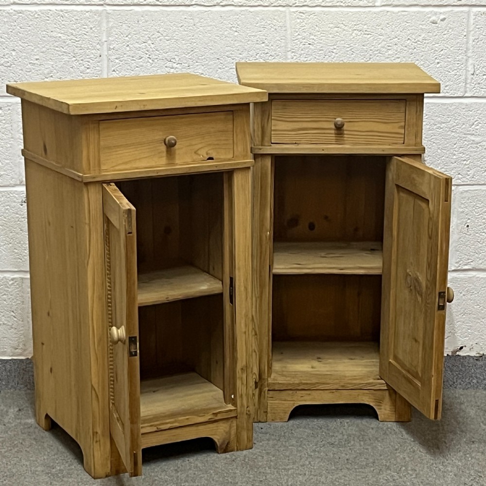 Pair of large antique pine bedside cupboards View IV