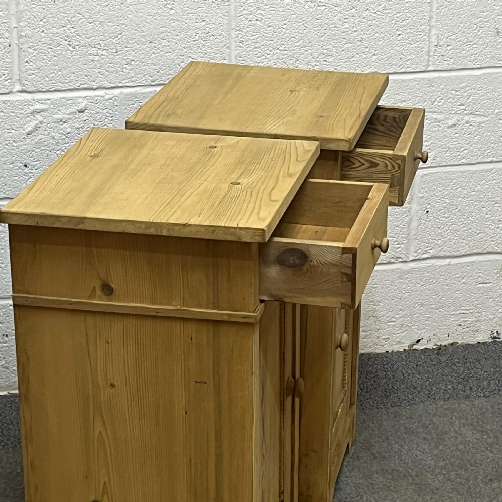Pair of large antique pine bedside cupboards View V