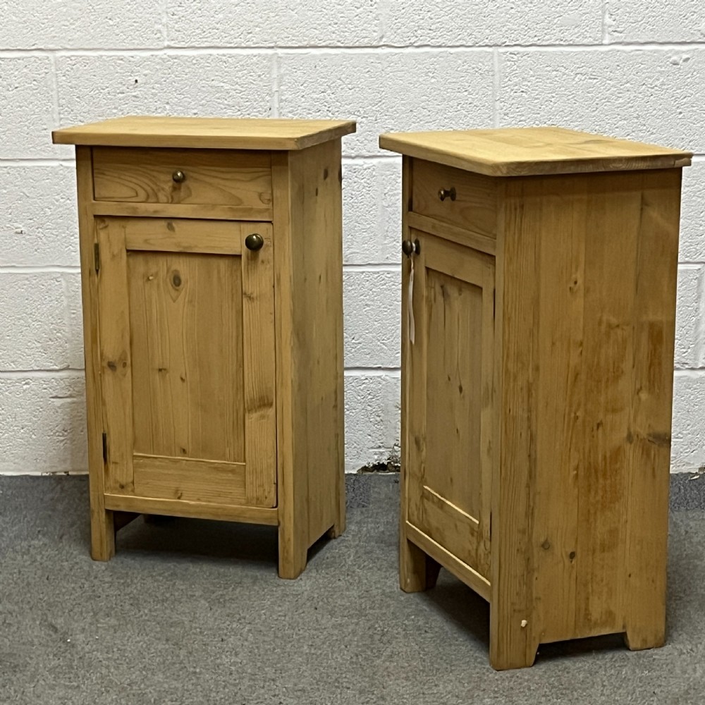 Pair Of Large Antique Pine Bedside Cupboards