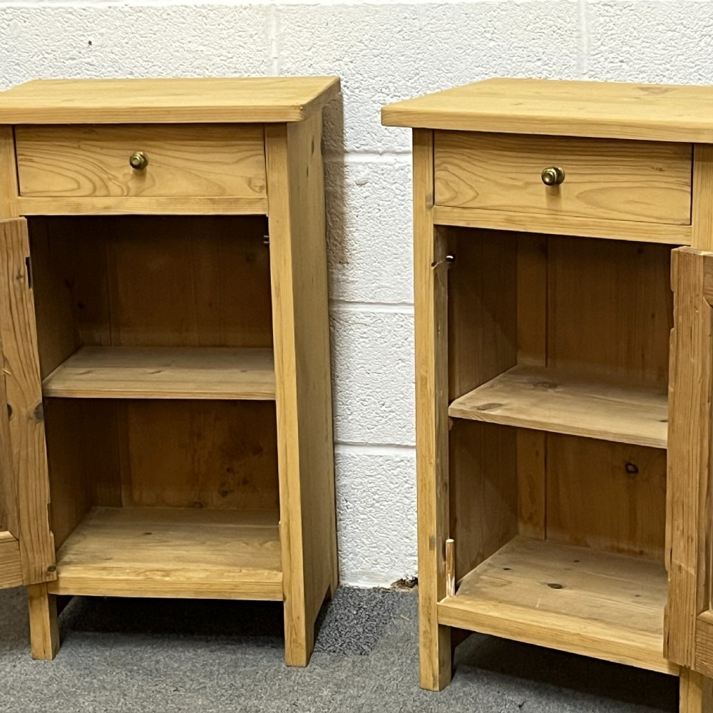 Pair Of Large Antique Pine Bedside Cupboards View IV