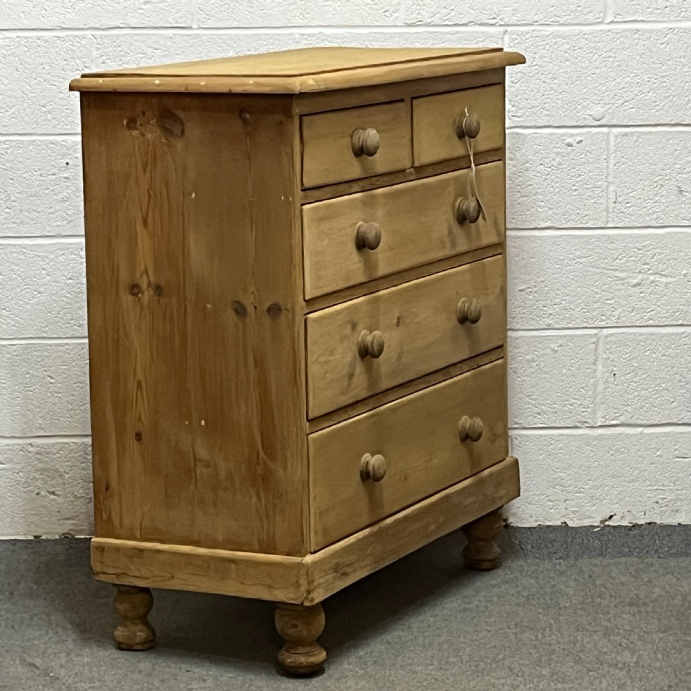 Tall Victorian Pine Chest Of Drawers View II