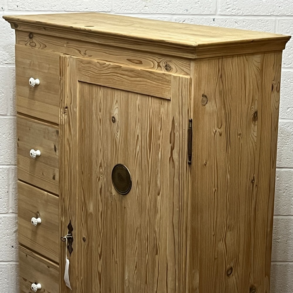 Large Single Door Antique Pine Larder Cupboard With 5 Drawers View IV
