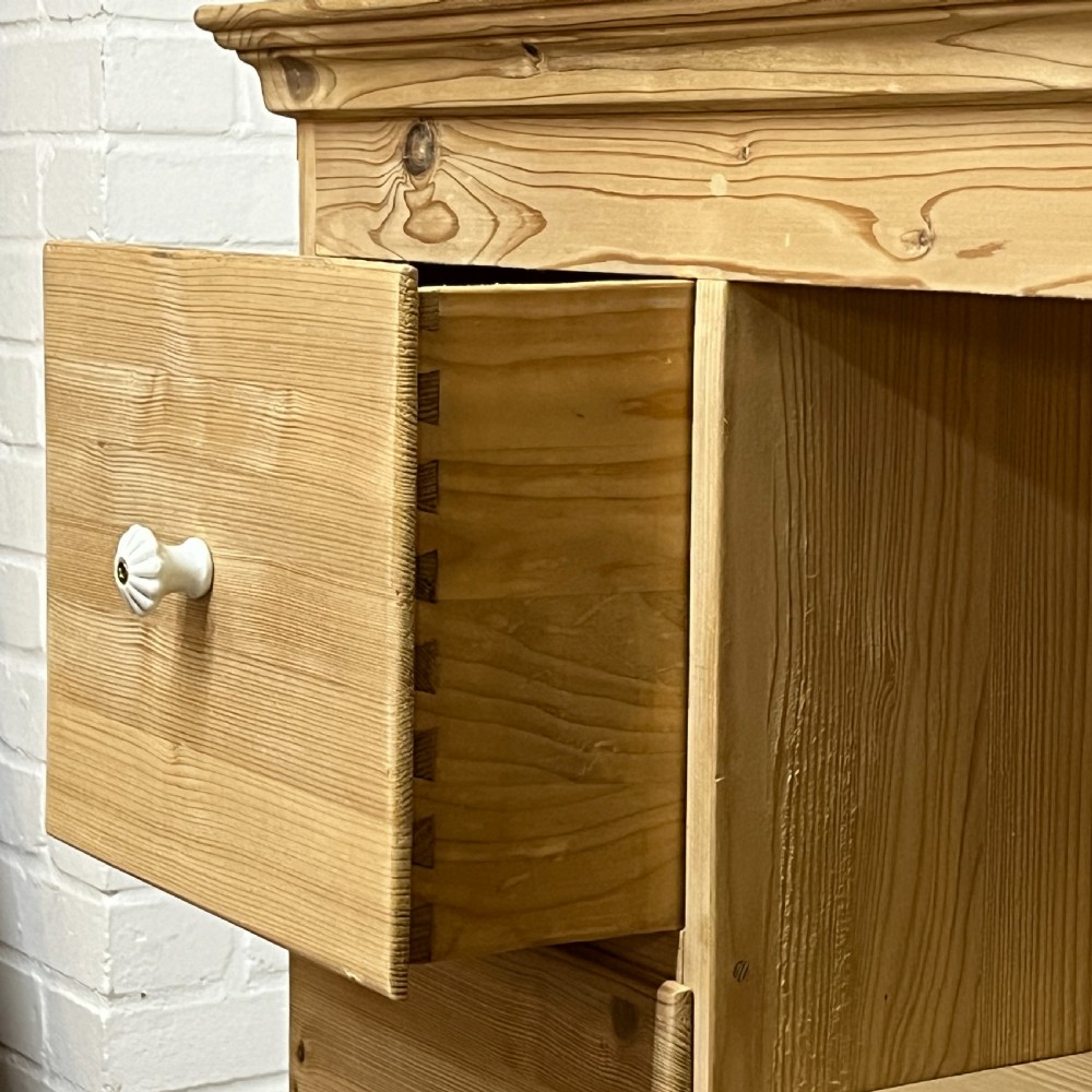 Large Single Door Antique Pine Larder Cupboard With 5 Drawers View IX