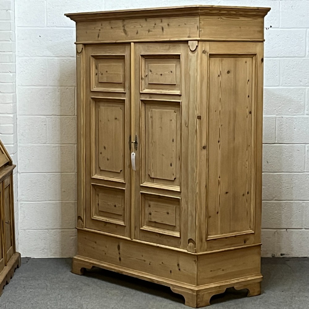 Small Double Antique Pine Wardrobe (Dismantles) View II