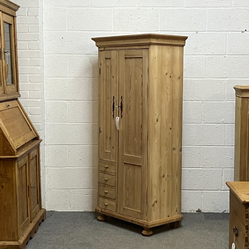 Tall Slim 2 Door Pine Cupboard With Drawers View II