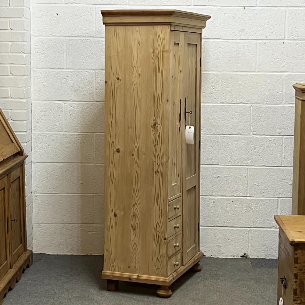 Tall Slim 2 Door Pine Cupboard With Drawers View III