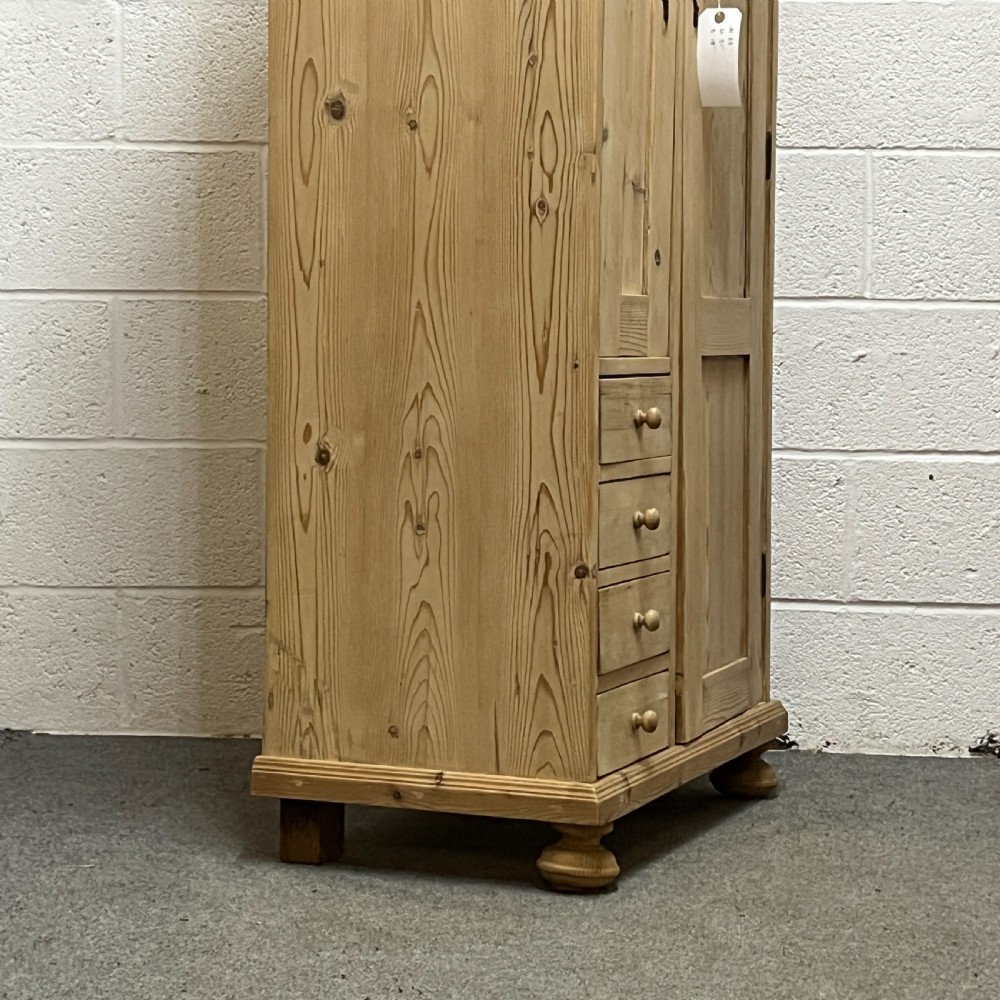 Tall Slim 2 Door Pine Cupboard With Drawers View V