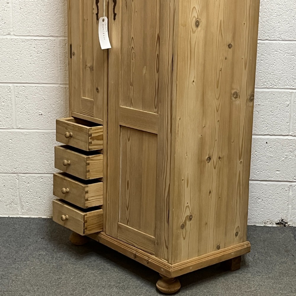 Tall Slim 2 Door Pine Cupboard With Drawers View VIII