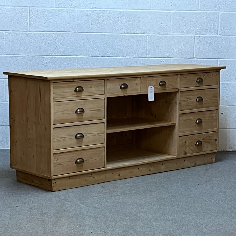 Very Large Pine Sideboard With 10 Drawers View II