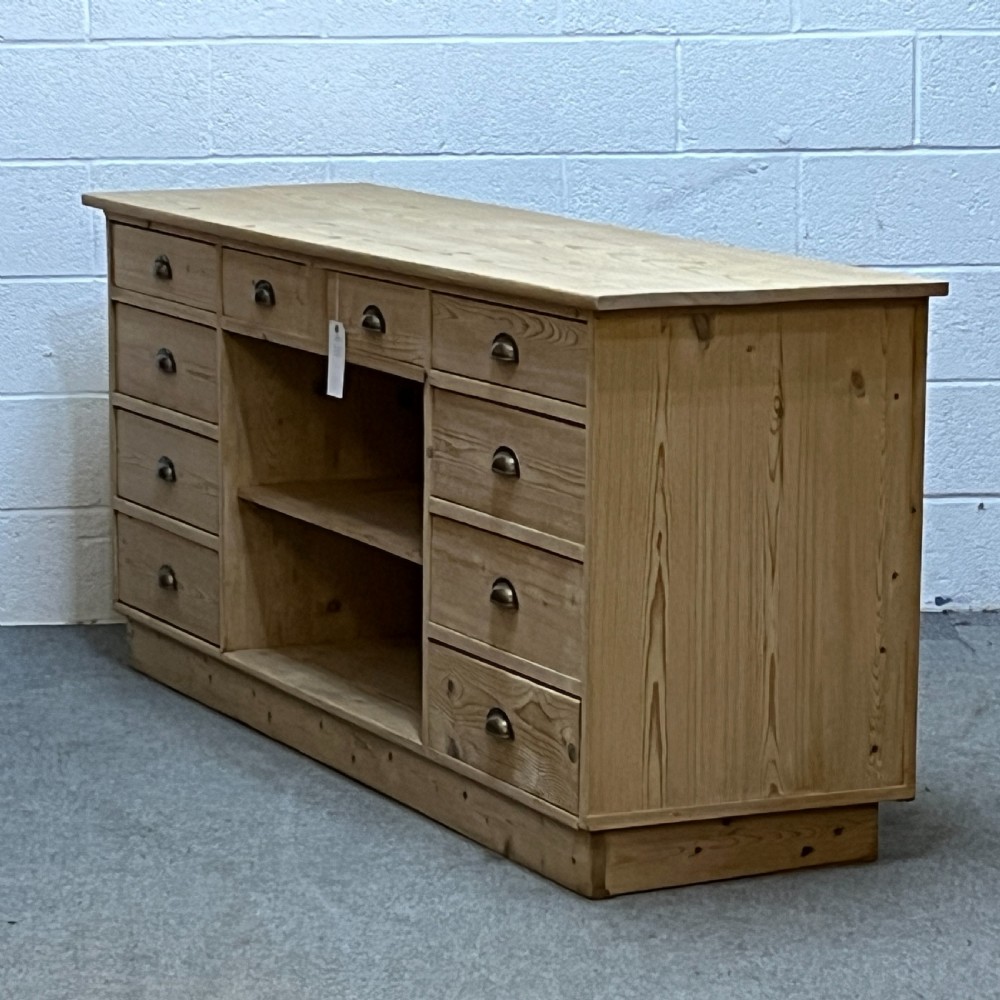 Very Large Pine Sideboard With 10 Drawers View III
