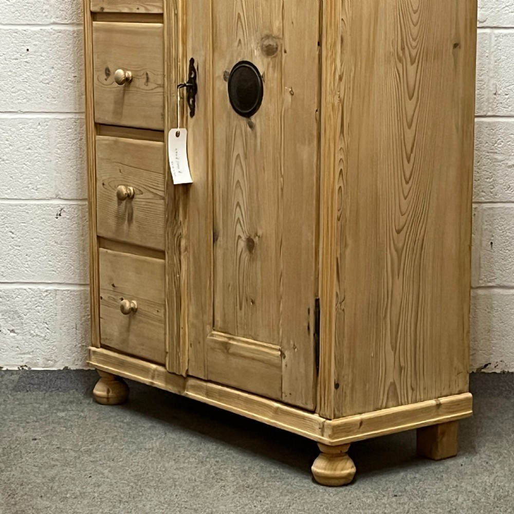 Tall Slim Antique Pine Larder Cupboard With Drawers View V