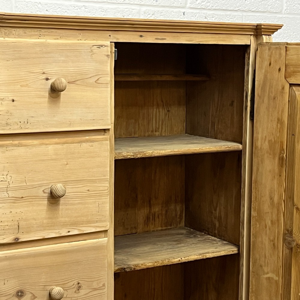 Tall Slim Antique Pine Larder Cupboard With Drawers View VII