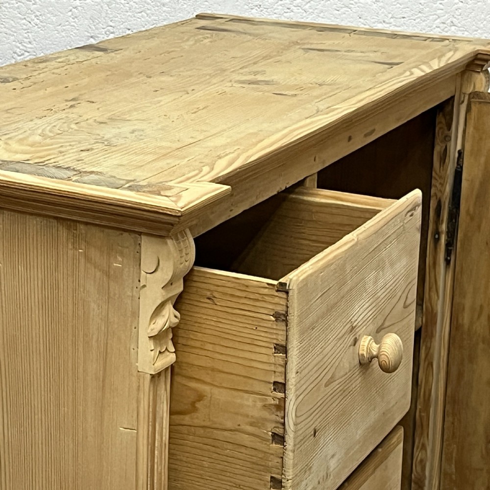 Tall Slim Antique Pine Larder Cupboard With Drawers View VIII