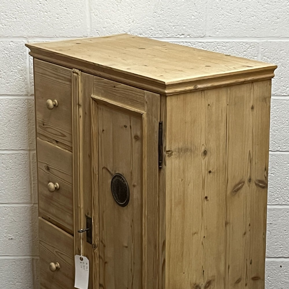 Antique Pine Single Door Larder Cupboard With 4 Drawers View IV