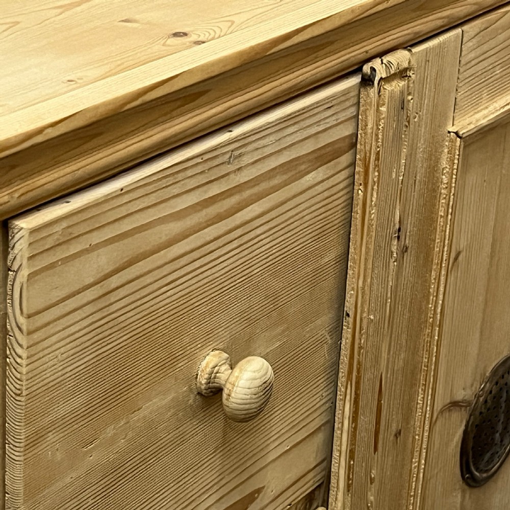 Antique Pine Single Door Larder Cupboard With 4 Drawers View IX