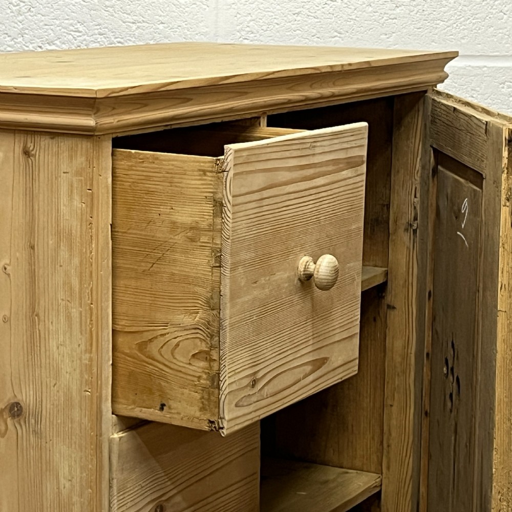 Antique Pine Single Door Larder Cupboard With 4 Drawers View X