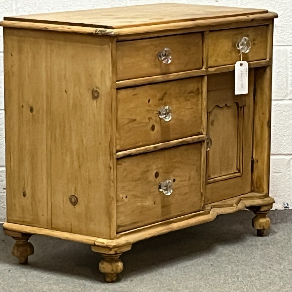 Small Victorian Pine Cupboard With 4 Drawers View III