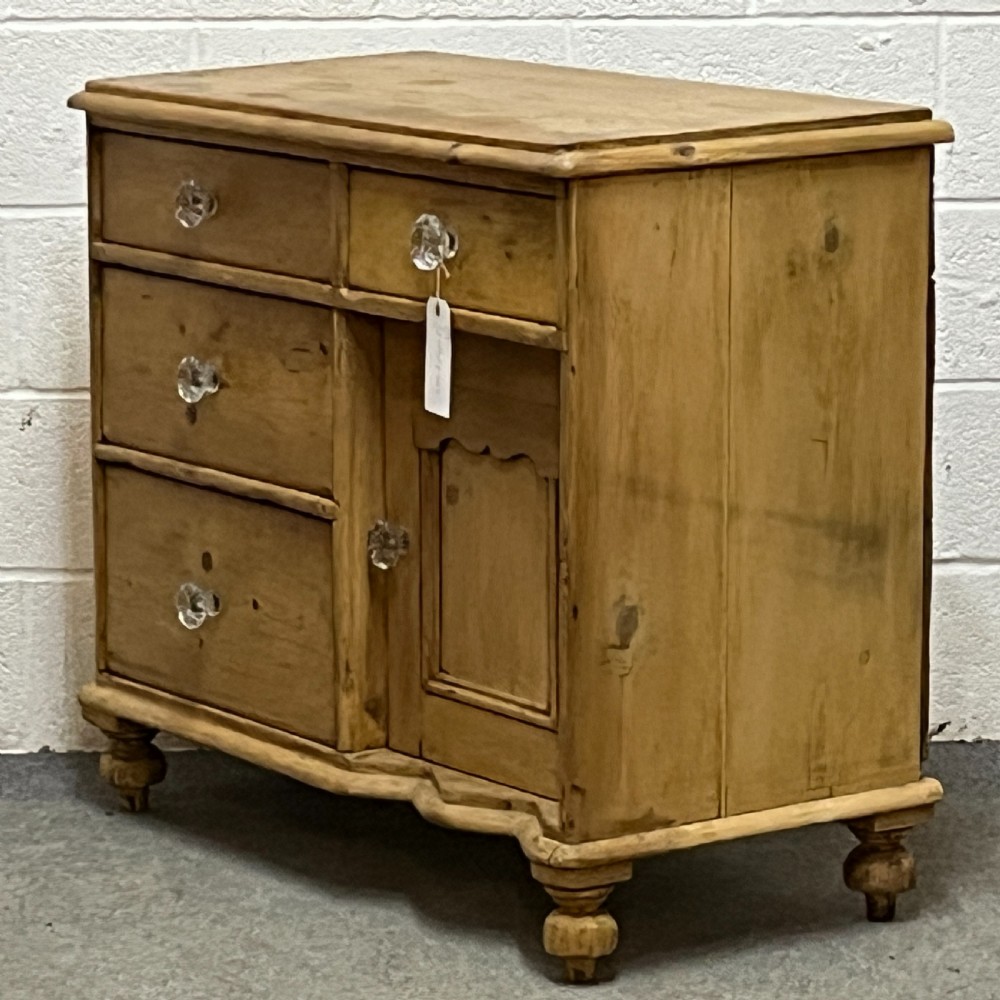 Small Victorian Pine Cupboard With 4 Drawers View V