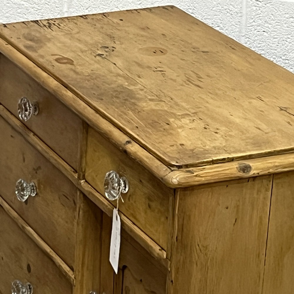 Small Victorian Pine Cupboard With 4 Drawers View VI