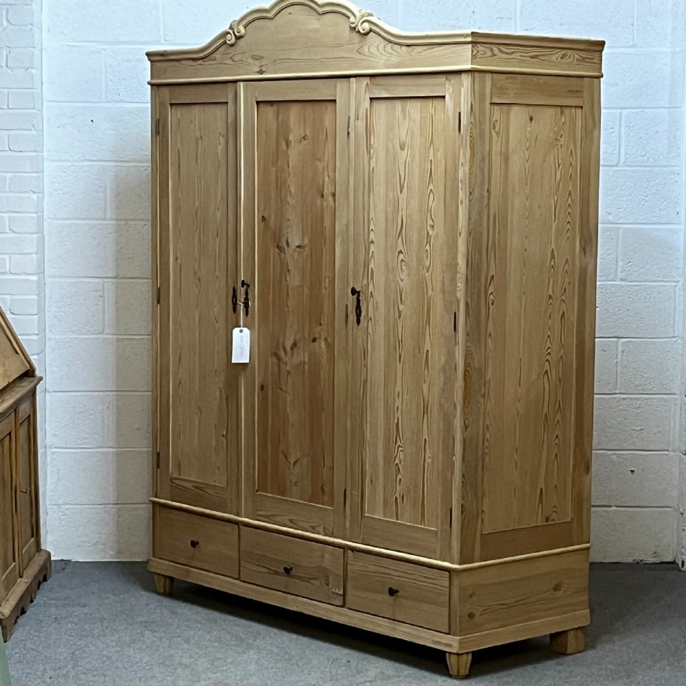 German 1930’s Pine Triple Wardrobe (Dismantles) View II
