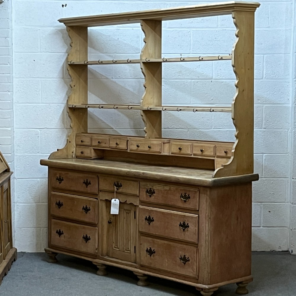 Large Edwardian Pine Dresser With Open Rack And Drawers View II